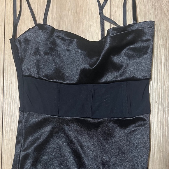 Windsor Black Asymmetrical Satin Dress - Picture 2 of 3